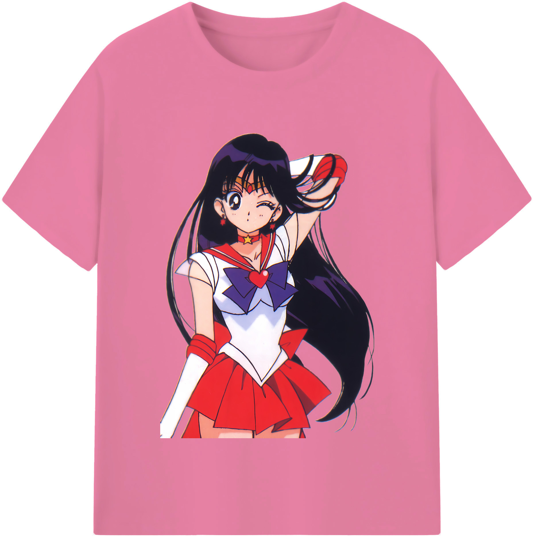 （画像用） 美少女戦士セーラームーン 火野レイ ひの レイ Sailor Moon Hino Rei （セーラーマーズ,Sailor Mars） 綿100％半袖Tシャツ（フロントプリント）